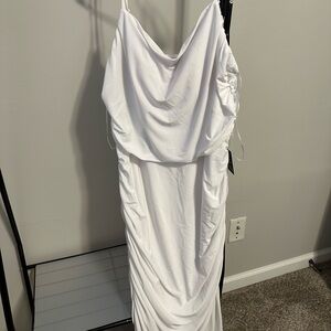Express White Draped Midi Dress